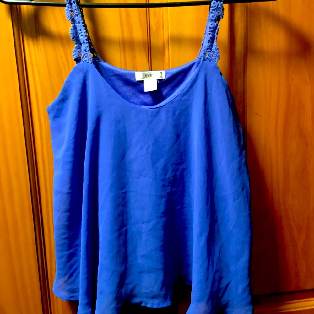 Blue Silky Crop Top